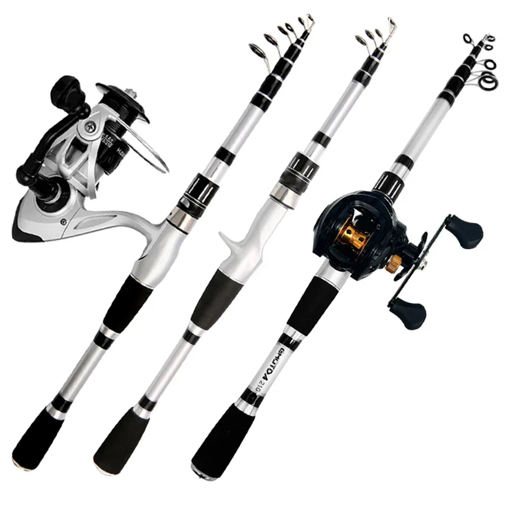 Kit de Pesca EliteFisher – Carretilha 8KG Drag + Vara Telescópica + Kit 150 Piezas de Regalo